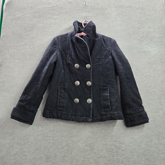 Fox Racing Women Jacket Medium Blue Pea Coat Button Up Pockets Long Sleeve - Picture 1 of 10